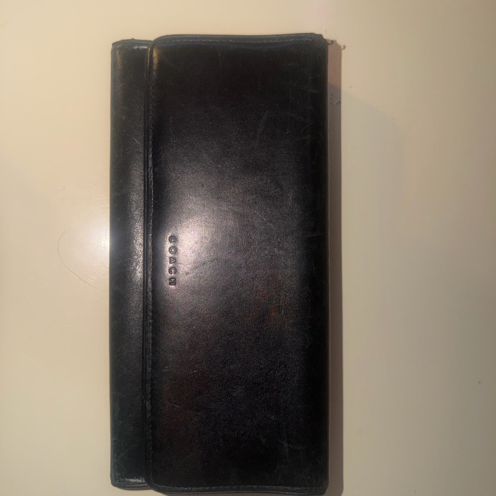 Coach Black Smooth Leather Long Wallet